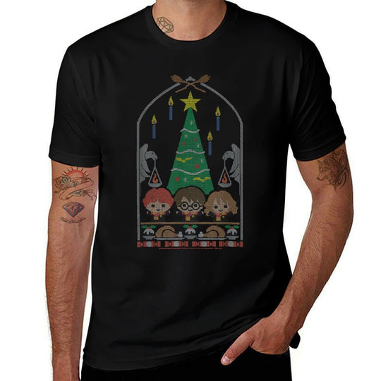 Harry Potter Christmas Dinner Christmas  Oversized Silhouette T-Shirt