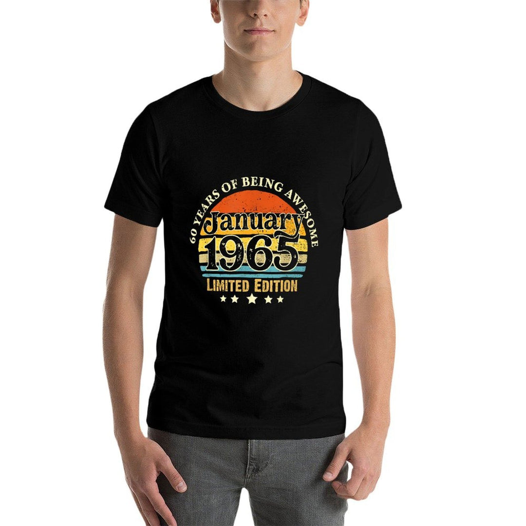 60 Years Old Vintage January 1965 60th Birthday Gifts  Oversized Silhouette T-Shirt