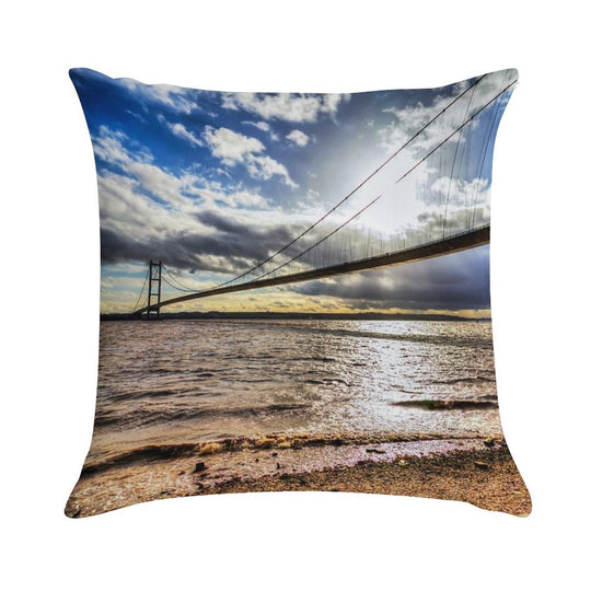 Humber Bridge, Single Span Suspension Bridge Soft Luxury Feel Throw Pillow