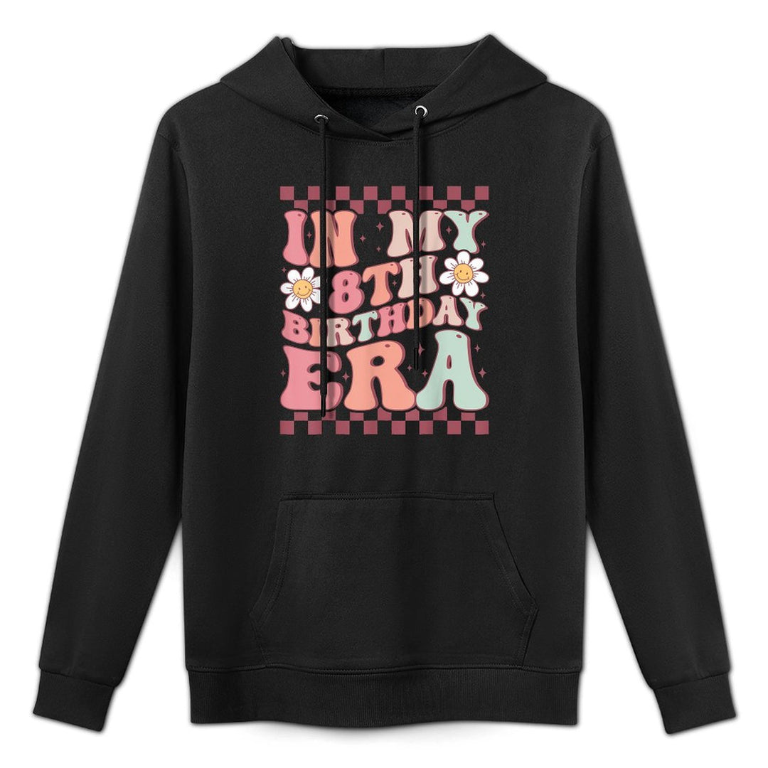 In My 8th Birthday Era Cute Daisy Groovy 8th Birthday Party Colorfast Hoodie