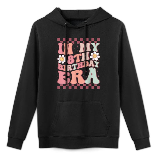 In My 8th Birthday Era Cute Daisy Groovy 8th Birthday Party Colorfast Hoodie