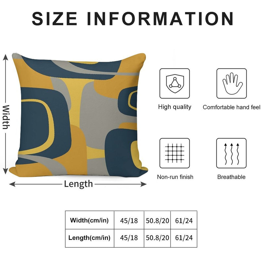 Mid Century Modern Retro Abstract Pattern in Navy Blue, Mustard Yellow, And Gray Soft Warmth Comfort Throw Pillow