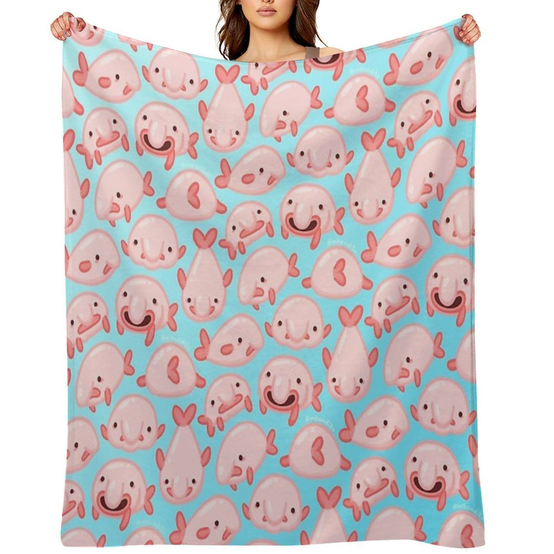 Blobfish Pattern Compact Throw Blanket