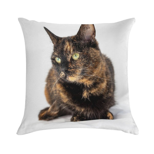 Tortoiseshell Cat Soft Decorative Cover Throw Pillow