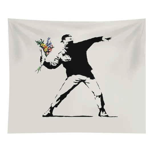 Banksy - Flower Thrower Tapestry