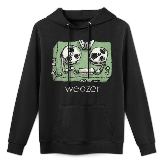 Weezer Black Unisex - Small - - Crew Neck - Modern Letter Print - Official Merchandise Adjustable Hood Hoodie