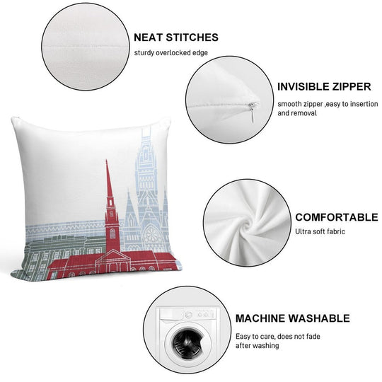 Harvard Skyline Poster Soft Style Accent Throw Pillow