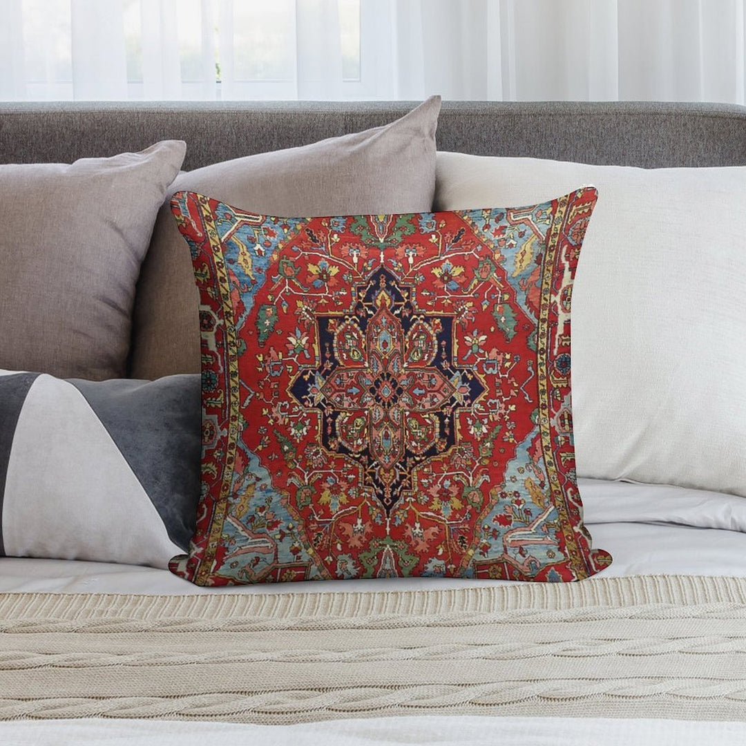 Heriz Persian Carpet Print Soft Hidden Zipper Throw Pillow