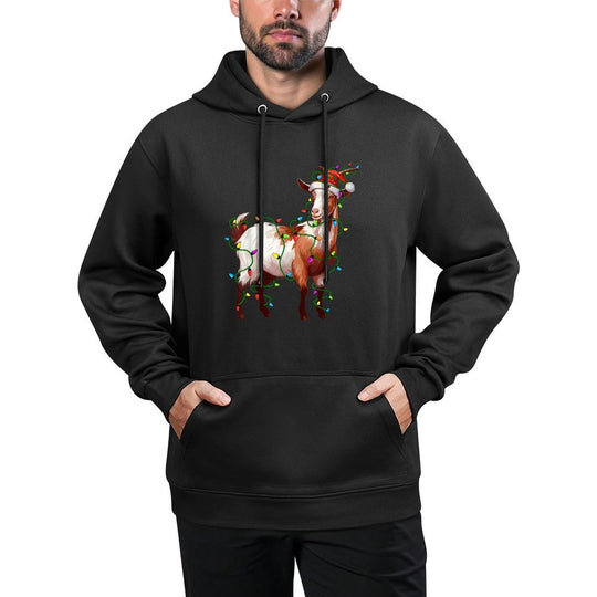 Goat Santa Christmas Tree Lighting Xmas Funny Colorfast Hoodie