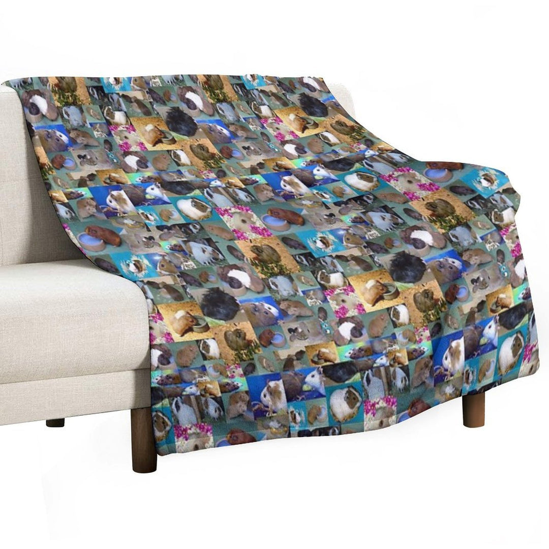 Happy Guinea Pigs Photo Collage Multi-functional Throw Blanket