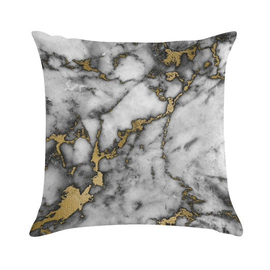 Grey Marble Gold Streaks Phone Case Cover Soft Warmth Comfort Throw Pillow