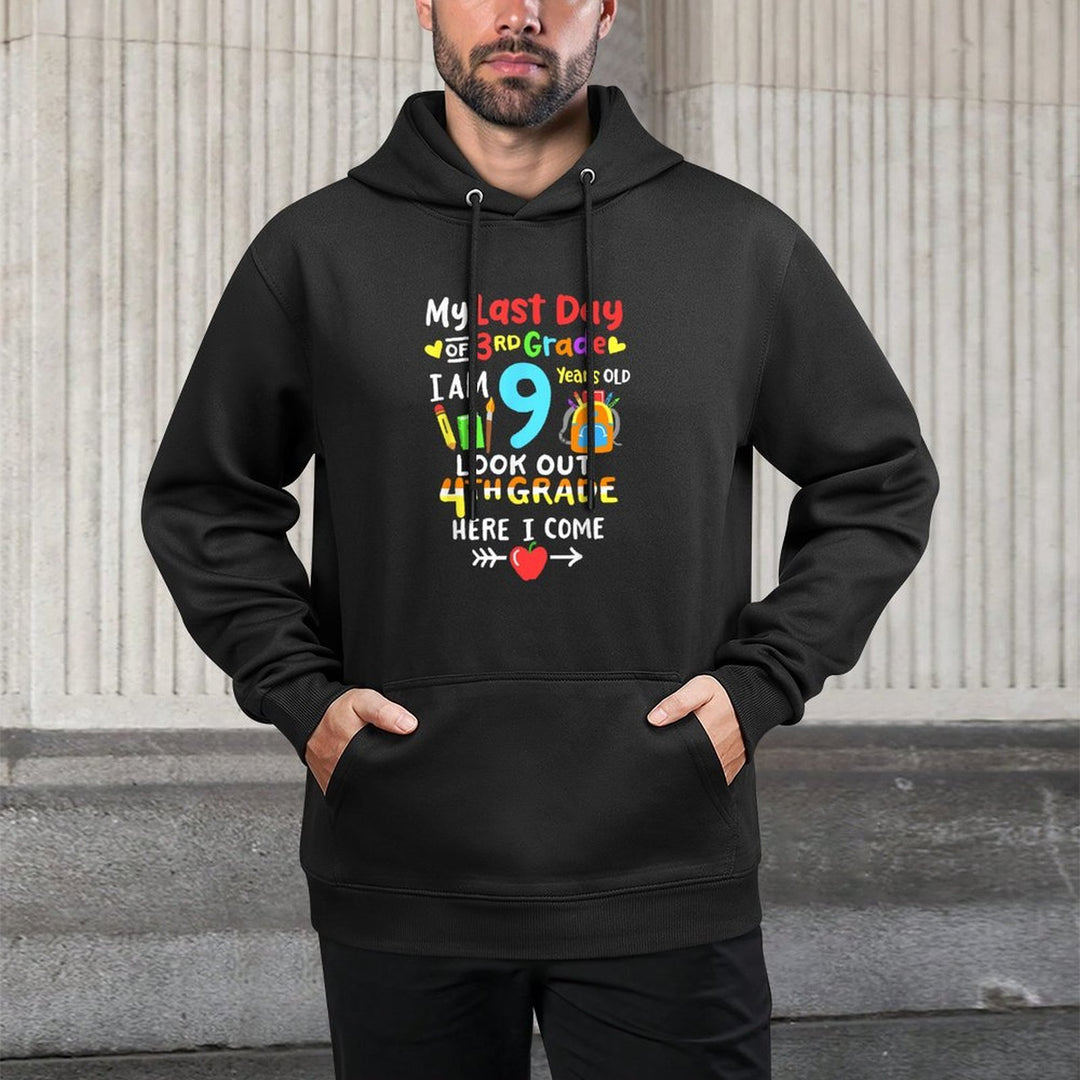 Last Day Of 3rd Grade Graduation 4th Grade Here I Come Kids Shape Retention Hoodie