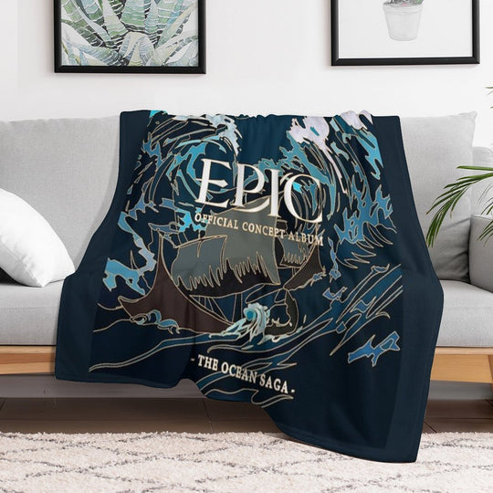 Epic The Ocean Saga Stained Glass Gold Multi-functional Throw Blanket