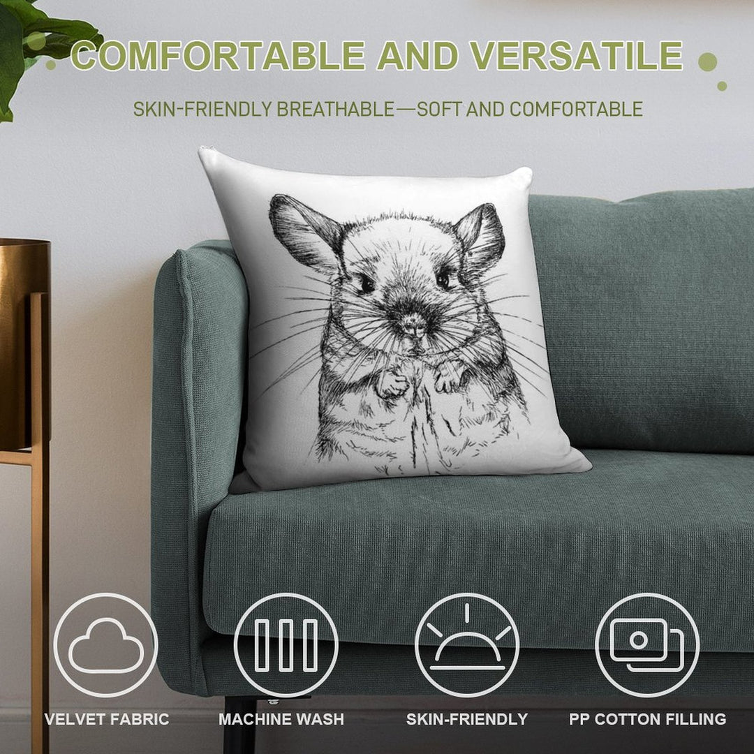 Chinchilla My Love Soft Short Plush Fabric Throw Pillow