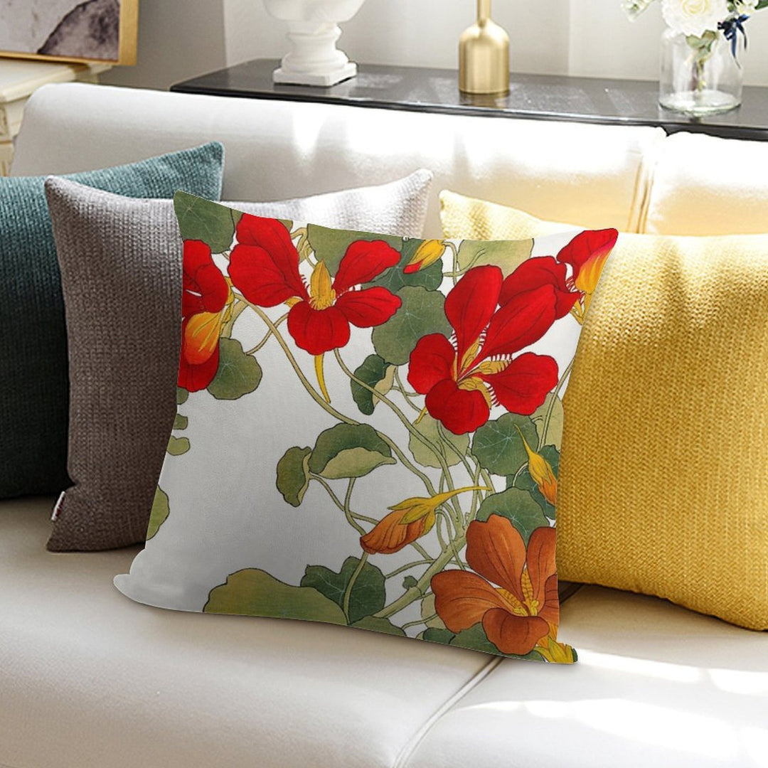 Nasturtium Flower Soft Ultra-Soft Texture Throw Pillow