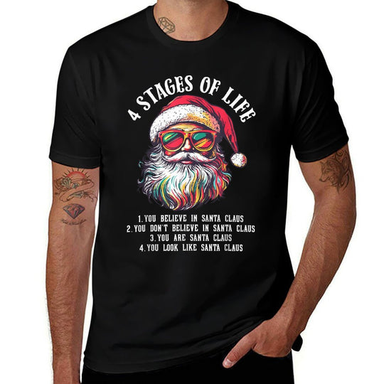 Funny Santa 4 Stages of Life Christmas  Odor-resistant T-Shirt