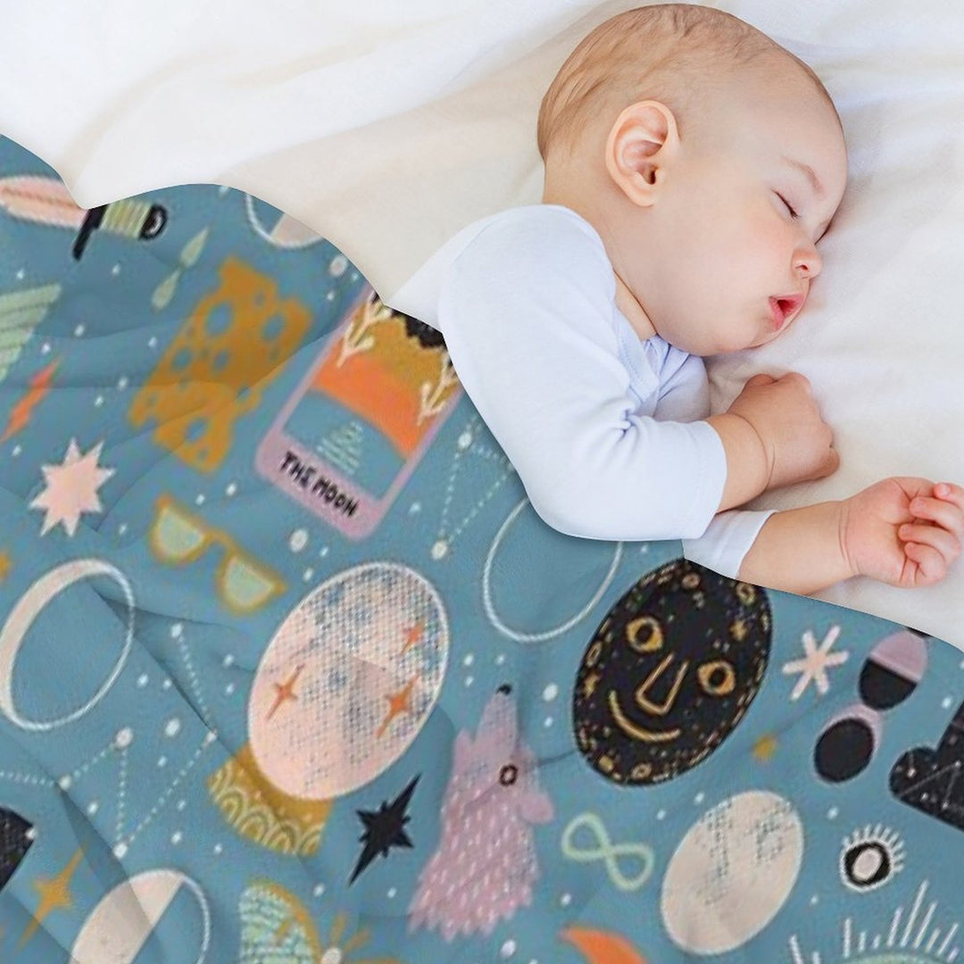 Lunar Pattern Blue Moon All-season Throw Blanket