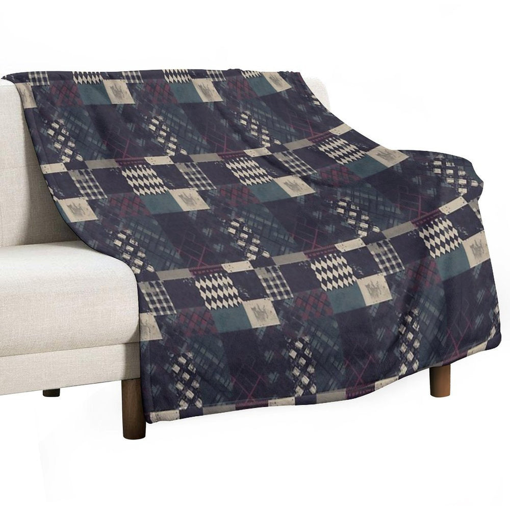 Grunge Tartan Patchwork Velvety-soft Throw Blanket