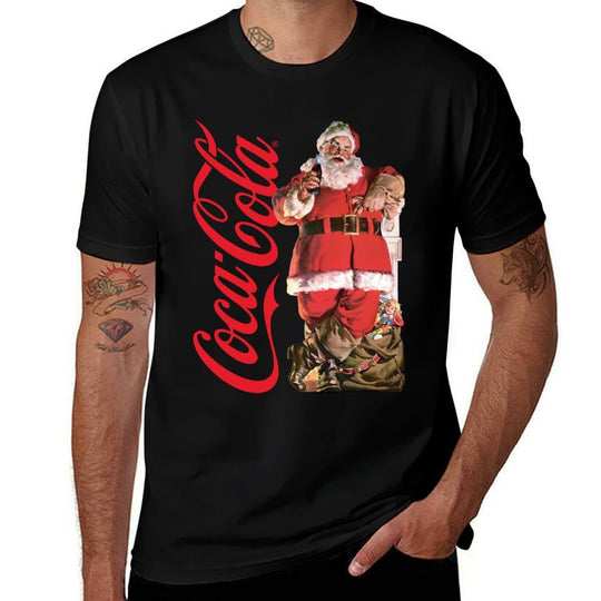Coca-Cola - Vintage Santa With Presents  Rolled Sleeves T-Shirt