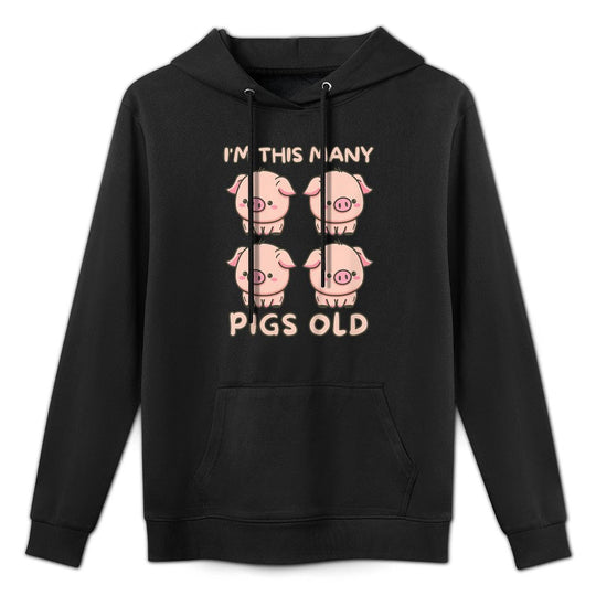 Kids Im This Many Pigs Old - 4th Birthday Pig 4 Years Old Bday Relaxed Fit Hoodie