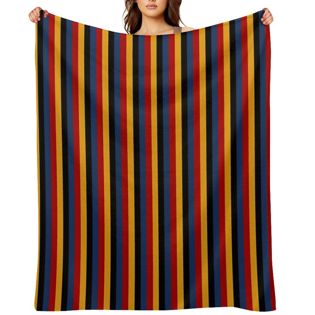 Retro Stripes Red Blue Yellow Black Pattern  Graphicly Pattern Versatility Throw Blanket