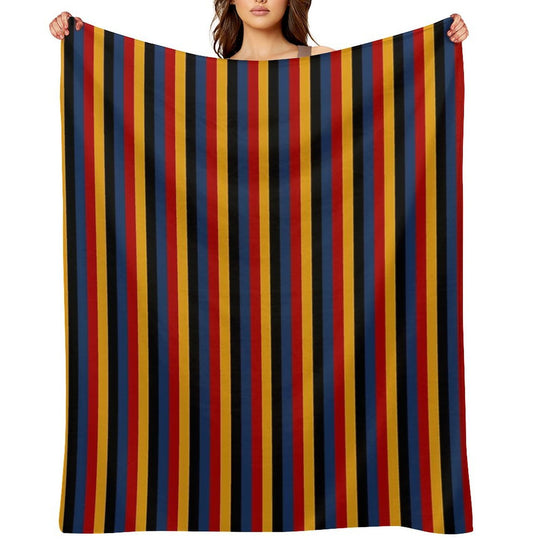 Retro Stripes Red Blue Yellow Black Pattern  Graphicly Pattern Versatility Throw Blanket