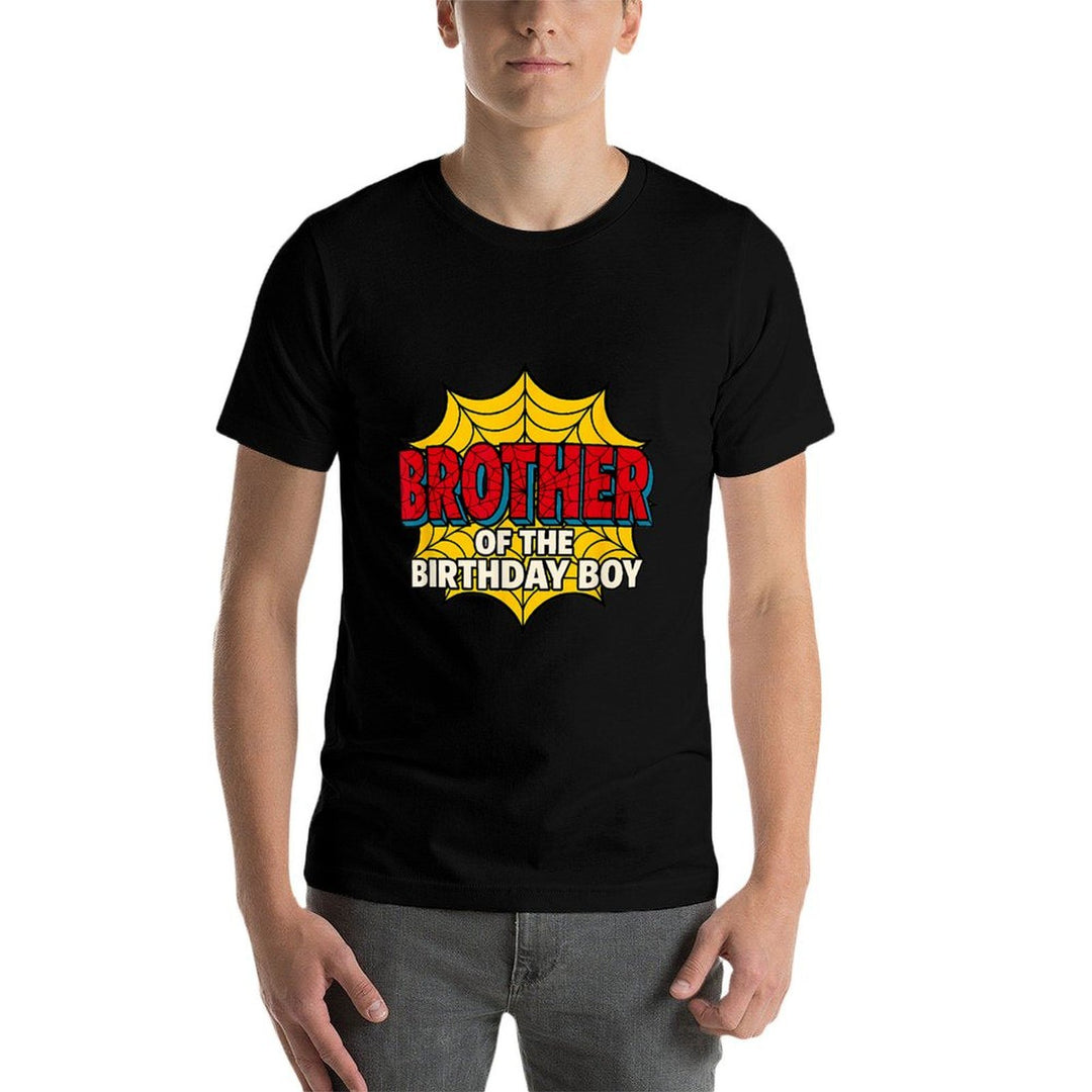 Kids Brother of The Birthday Boy Spider Theme Party Matching  Oversized Silhouette T-Shirt