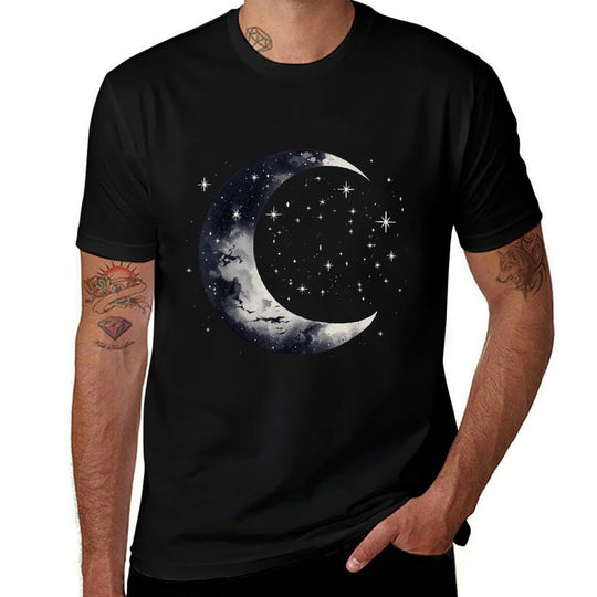 Stars And Moon Night Sky Galaxy Aesthetic Graphic Lovers  Stretchy T-Shirt
