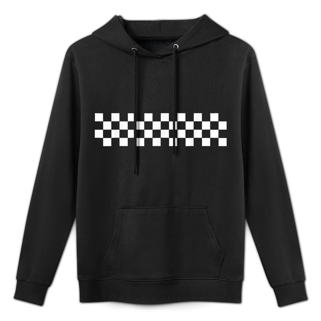 Car Racing Checkered Finish Line Automobile Motor Race Kangaroo Pocket Hoodie