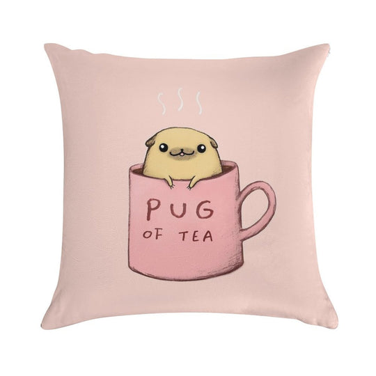 Pug of Tea Soft Home Decor Throw Pillow