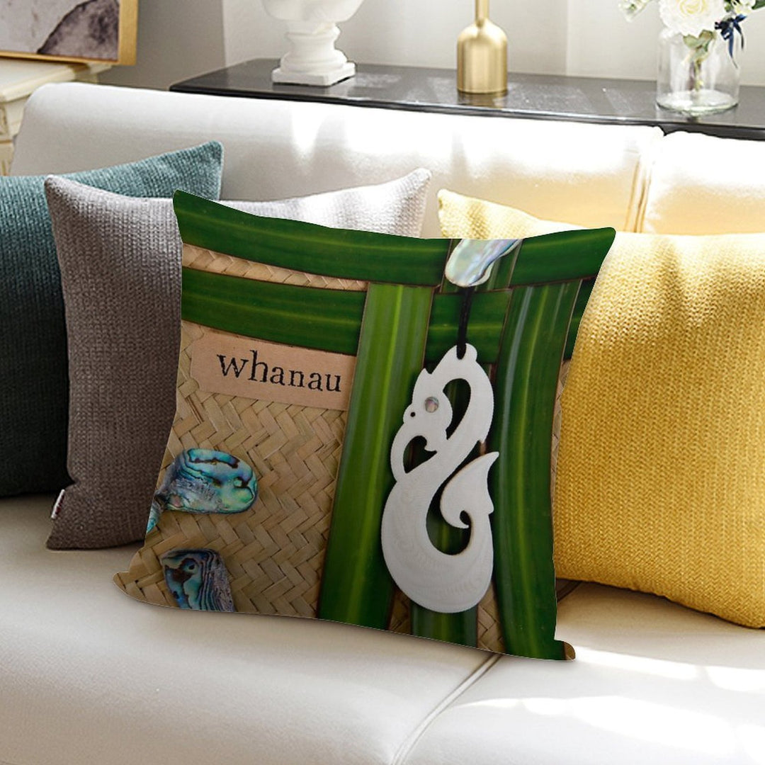 NZ Maori - Whanau - Family Theme Soft Short Plush Fabric Throw Pillow