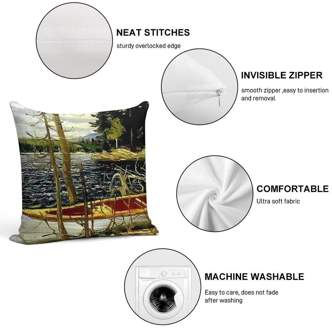THE CANOE  Vintage 1917 Tom Thomson Algonquin Park Art Print Soft Durable Construction Throw Pillow