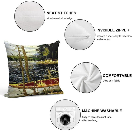 THE CANOE  Vintage 1917 Tom Thomson Algonquin Park Art Print Soft Durable Construction Throw Pillow