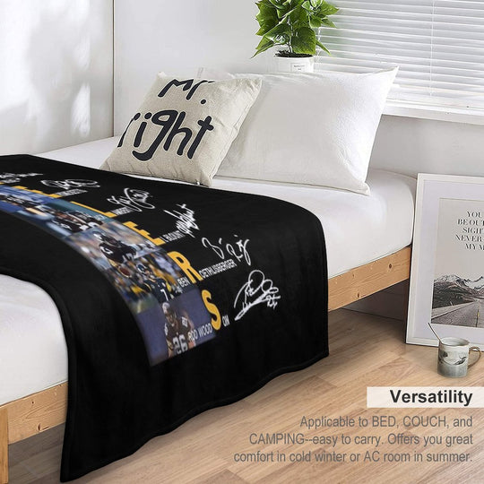 Hines Ward Troy Polamalu Joe Greene Signatures Easy Care Throw Blanket