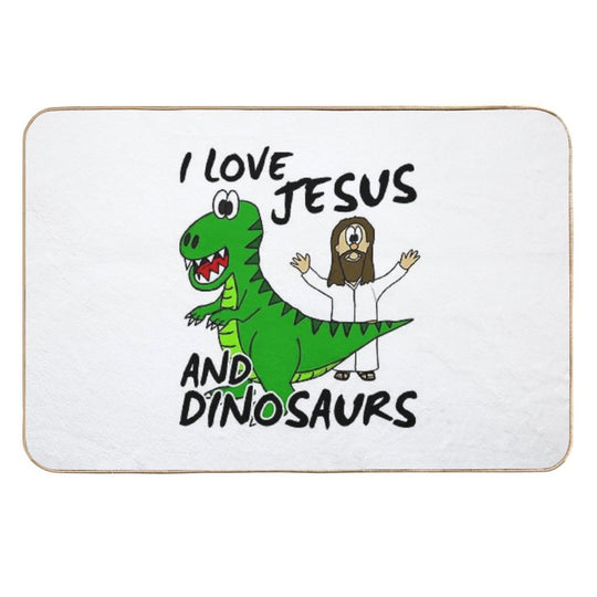 I Love Jesus And Dinosaurs Church Humor  Rapid-Drying Bath Mat