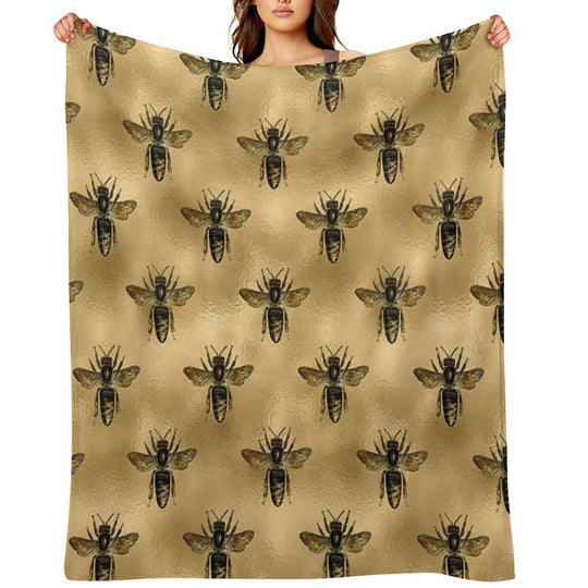 Black Bees Machine-washable Throw Blanket