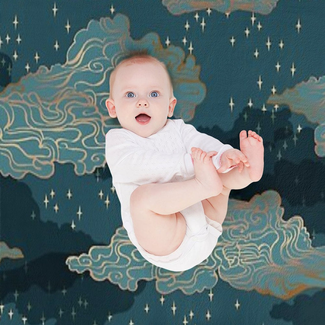 Clouds And Stars {Golden And Blue} Comfort Throw Blanket