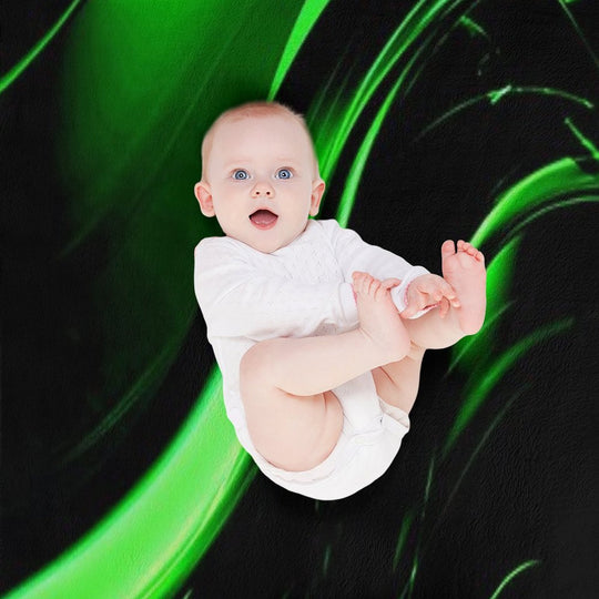 Lime Florescent Green And Black Swirling Abstract Design Pattern All-season Throw Blanket