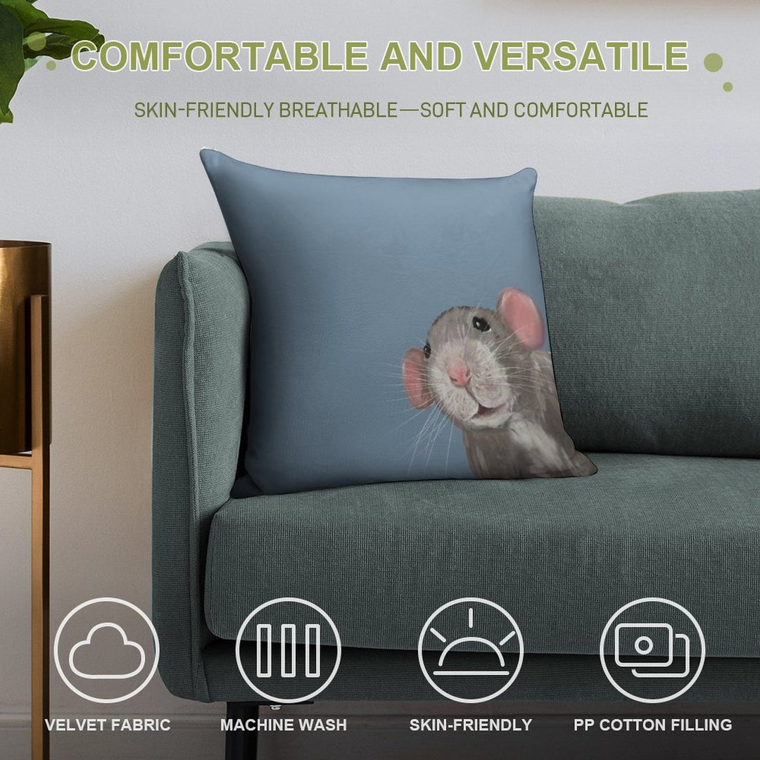 The Peeking Rat Soft Ultra-Soft Texture Throw Pillow