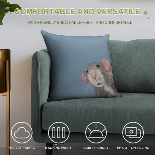 The Peeking Rat Soft Ultra-Soft Texture Throw Pillow