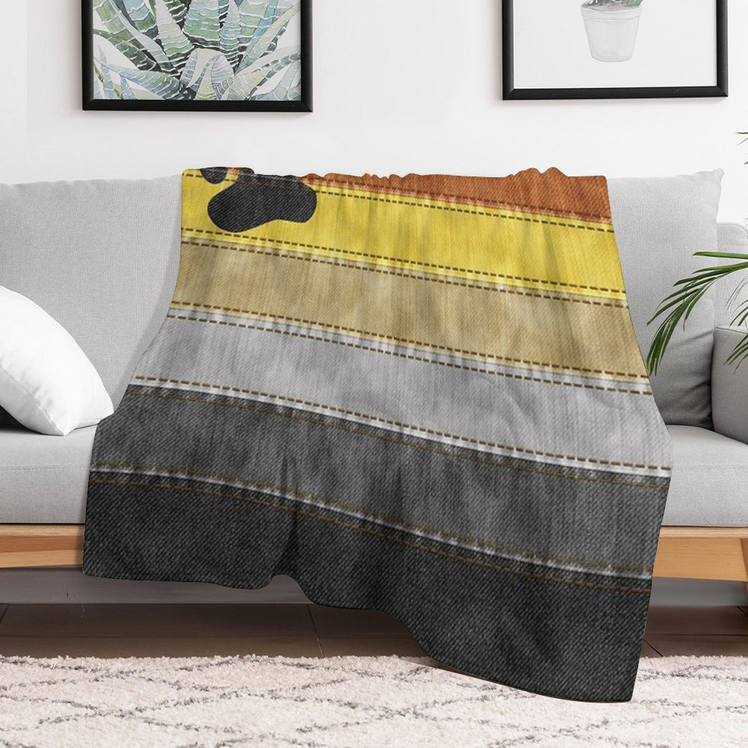 Denim Textured Seamless Gay Bear Pride Flag Pattern Travel-friendly Throw Blanket