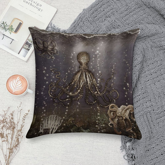 Octopus' Lair - Old Photo Soft Decorative Cover Throw Pillow