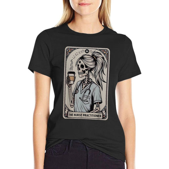 Nurse Practitioner Tarot Card Skeleton Halloween Witch Vibes  Moisture-wicking T-Shirt