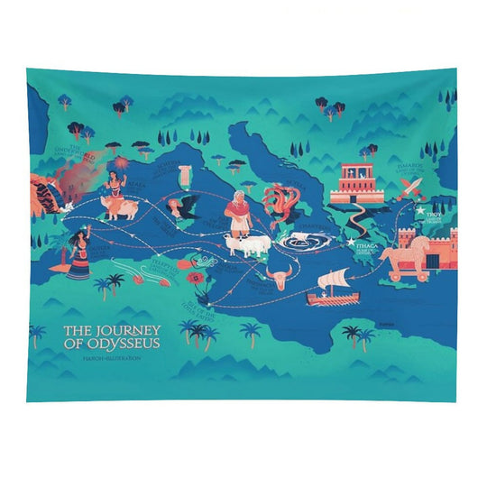 Odyssey Map - The Journey of Odysseus Tapestry