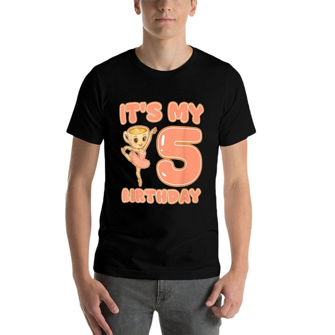 Its My 5th Birthday Girl Ballerina Cappuccina Cappuccino  Polyester Blend T-Shirt