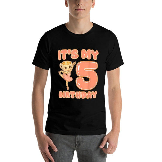 Its My 5th Birthday Girl Ballerina Cappuccina Cappuccino  Polyester Blend T-Shirt