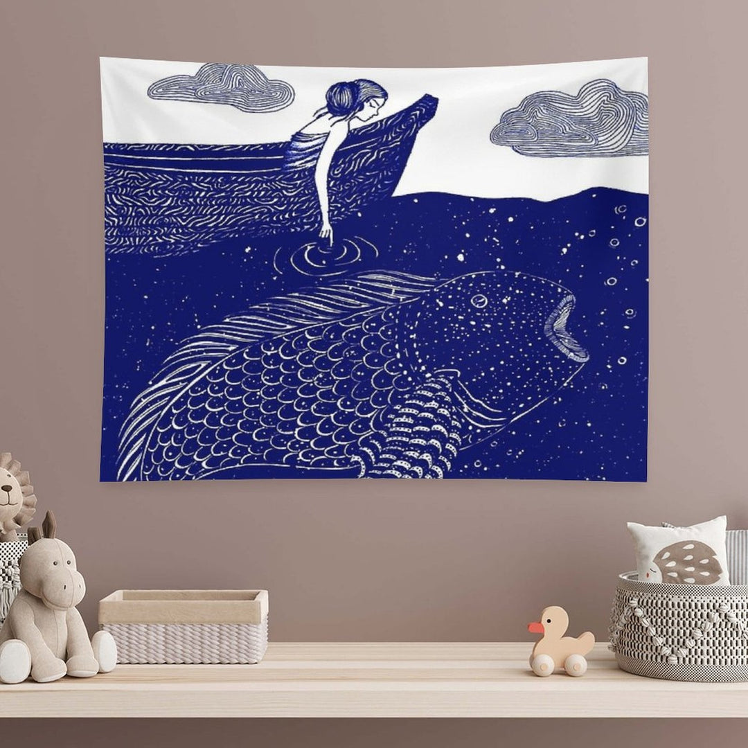 The Blue Shimmering Sea Lights Tapestry