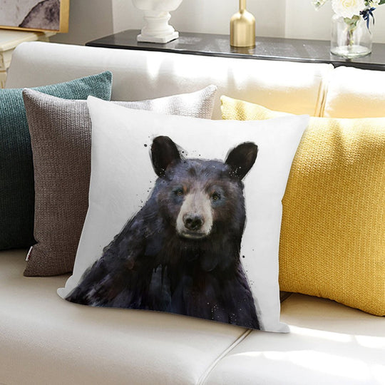 Black Bear Soft Anti-Pilling Throw Pillow