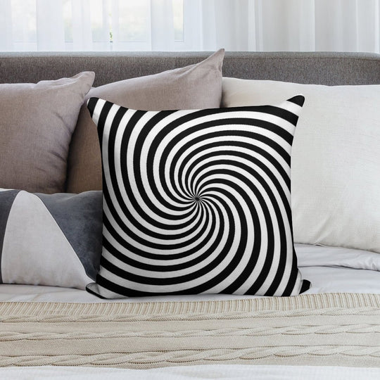 Black And White Op-Art Spiral Soft Style Accent Throw Pillow