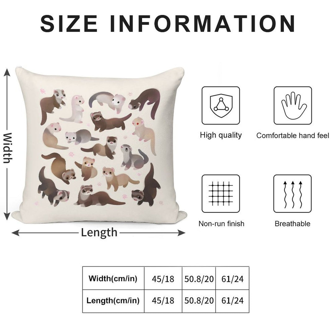 Ferret - Bright Soft Reinforced Edging Throw Pillow